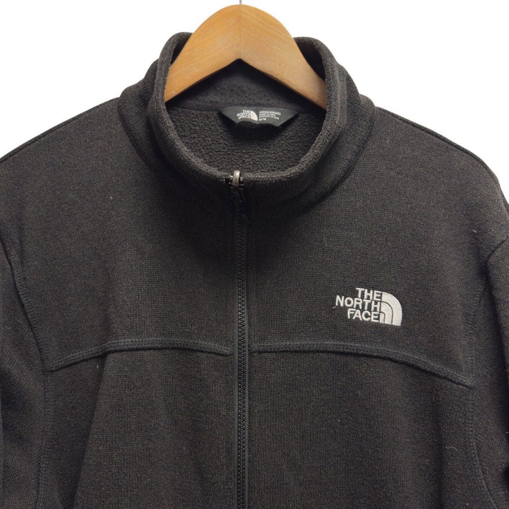The North Face Mens Size Medium Black Full Zip Heavy Fleece Jacket Mock Neck euc